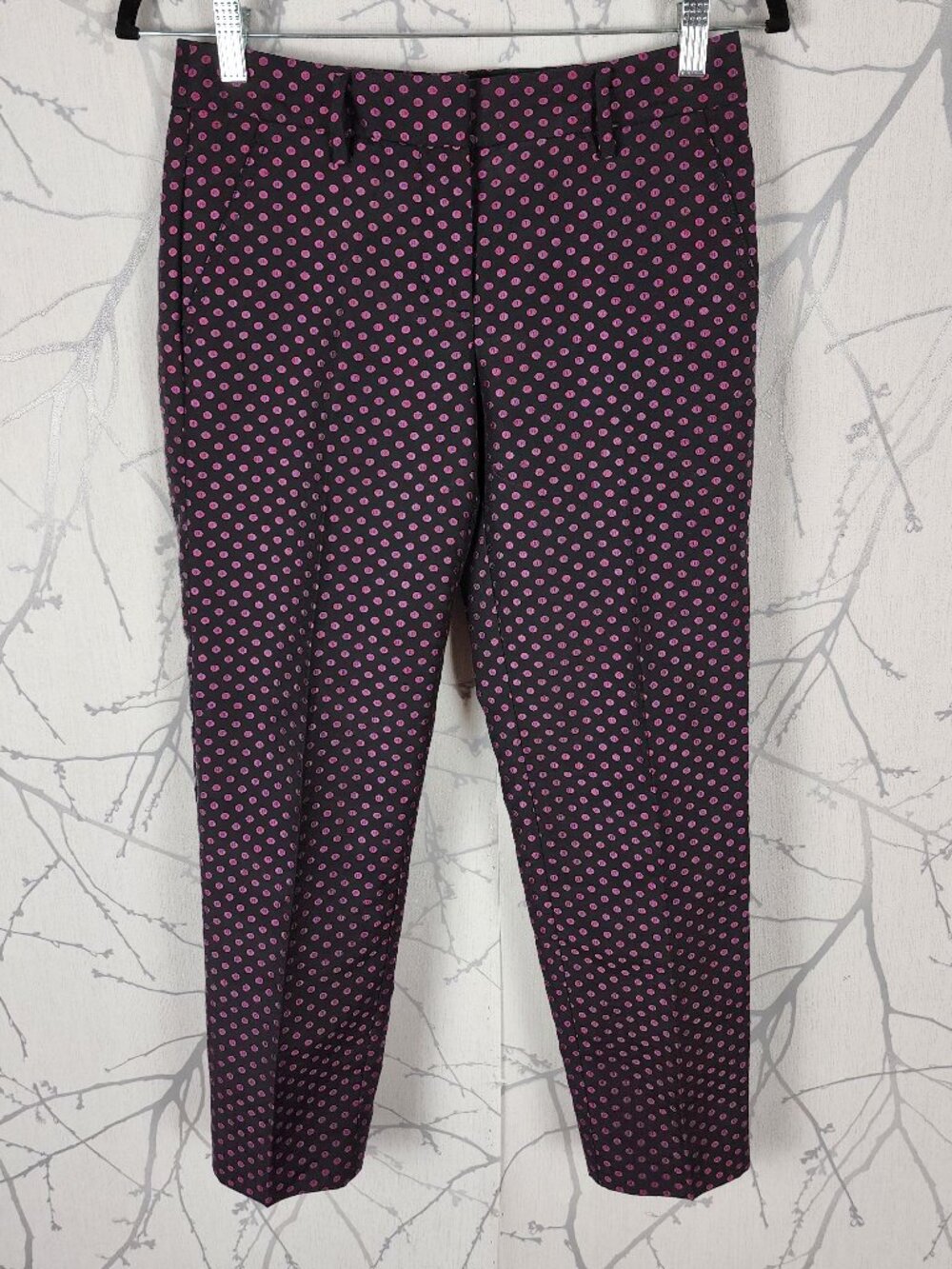 J. Crew Polkadot Jacquard Mid Rise Tapered Ankle Pants